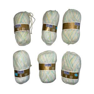 New Berella Pastels Vintage Yarn 4 Worsted 3.5 Oz Acrylic Lot 6 Skeins Baby Gift